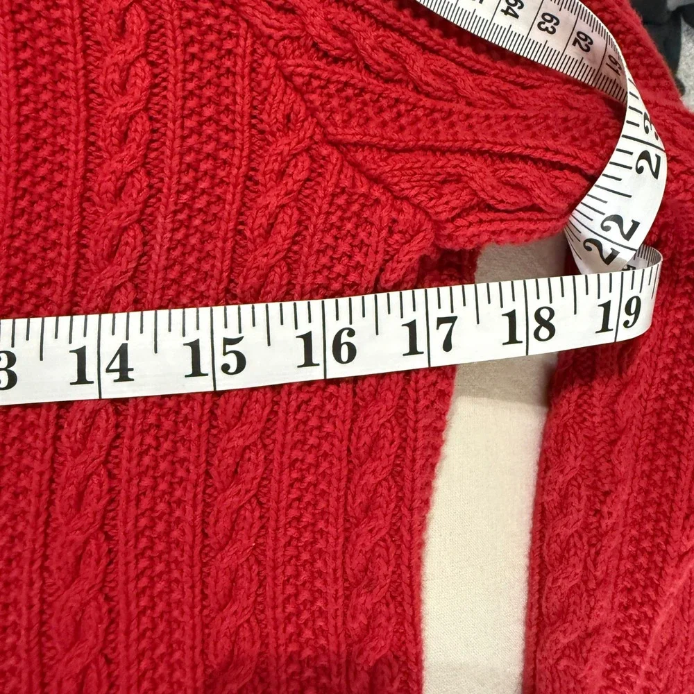 Polo by Ralph Lauren Red Cable-Knit Zip Front Cardigan